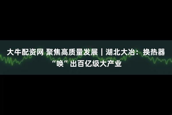大牛配资网 聚焦高质量发展｜湖北大冶：换热器“唤”出百亿级大产业